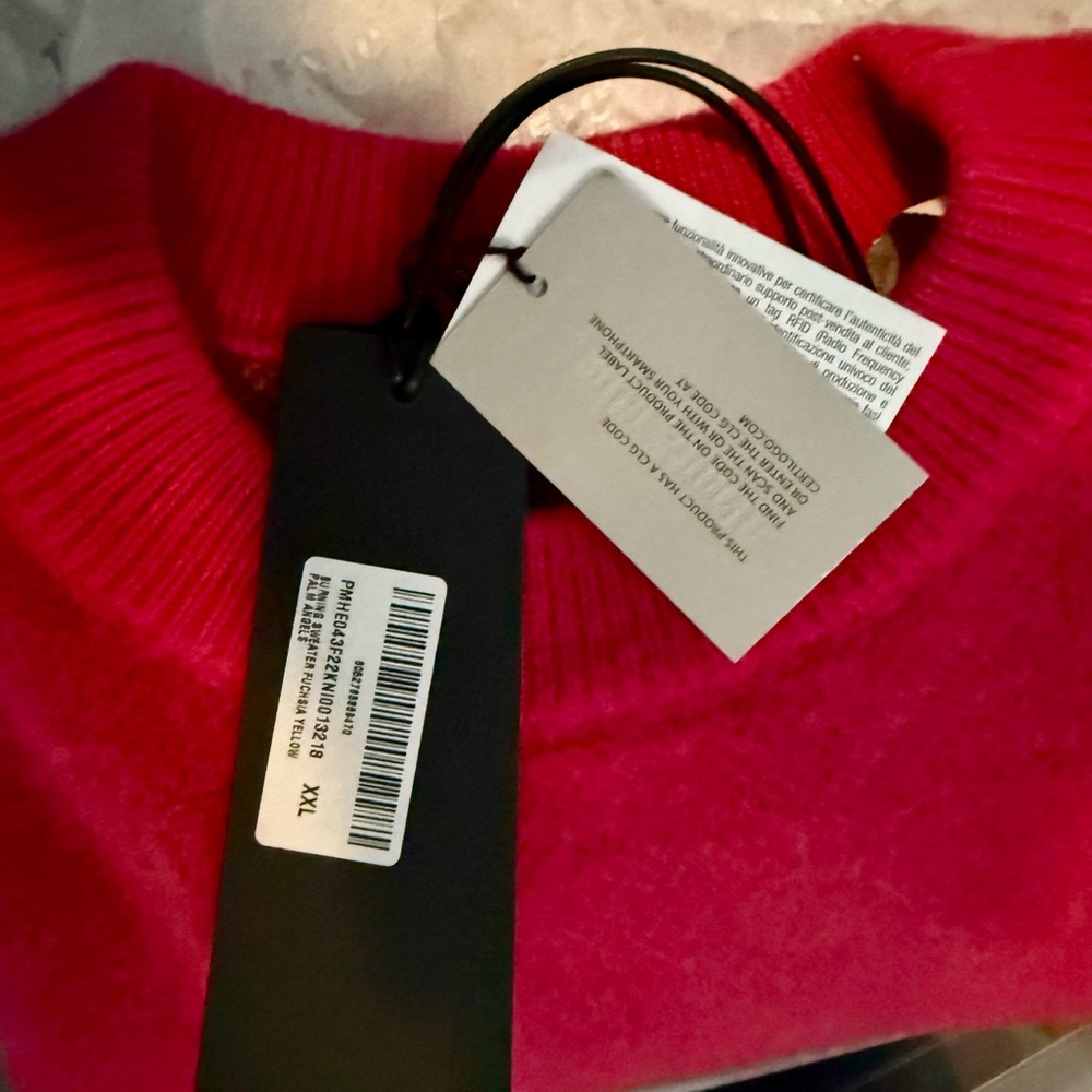 Men’s  wool sweater pink and Yellow Flame Sweater by Palm Angels - Picture 5 of 5